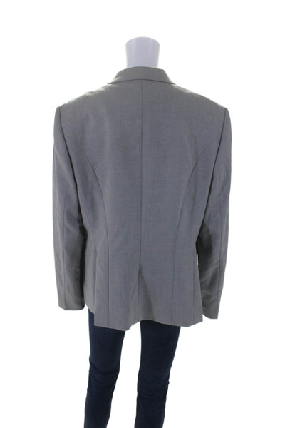 Boss Hugo Boss Womens Notched Lapel Two Button Satin Lined Blazer Wool Gray 14