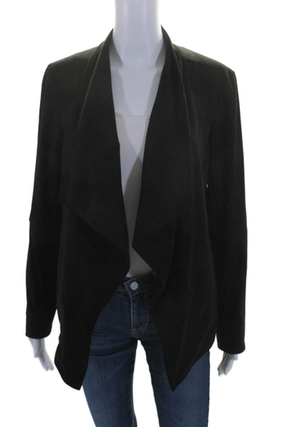 BB Dakota Womens Long Sleeve Collared Open Front Jacket Black Size Large