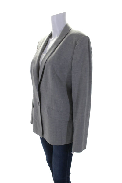 Boss Hugo Boss Womens Notched Lapel Satin Lined Two Button Blazer Gray Size 14