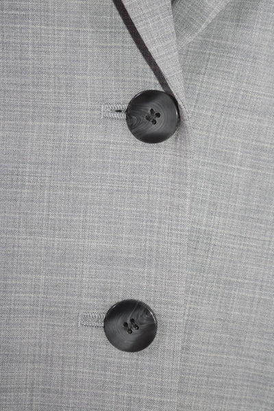 Boss Hugo Boss Womens Notched Lapel Satin Lined Two Button Blazer Gray Size 14