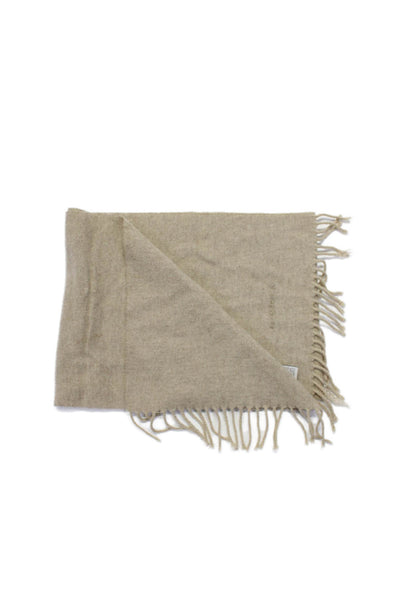 D&G Dolce & Gabbana Cravatte Womens Tassel Scarf Wool Beige 60x12