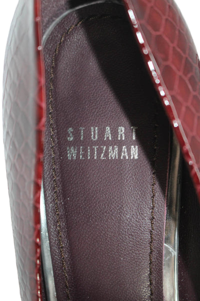 Stuart Weitzman Womens Slip On Open Toe High Heels Leather Red Size 10.5