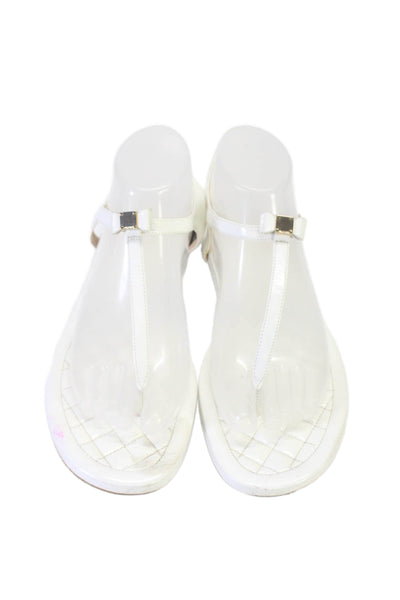 Cole Haan Womens Ankle Strap Open Toe Flip Flops Leather White Size 10.5 US