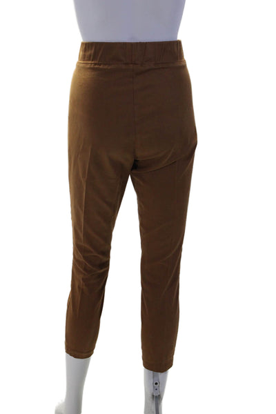 L'Agence Womens Cotton Terracotta High Rise Pleated Straight Leg Pants Size L