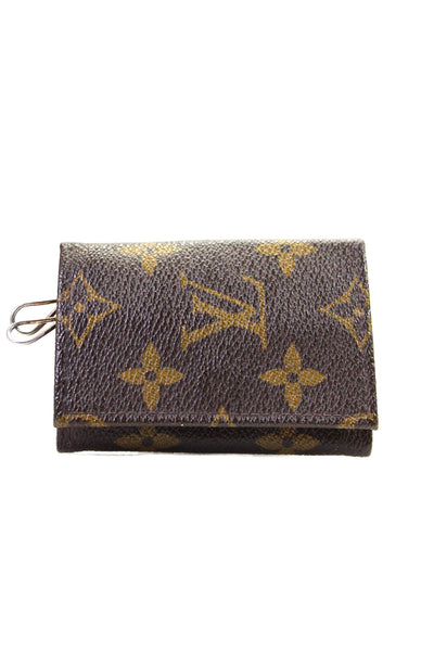 Louis Vuitton Mens Brown Leather Monogram Coated Canvas Key Holder