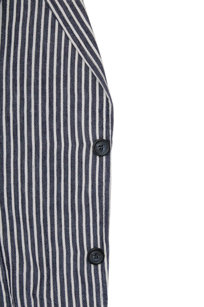 Hentsch Man Mens Striped Print Single Vent Two Button Blazer Blue White Size 52