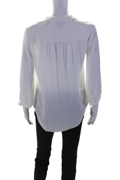 Vince Camuto Womens V-Neck Long Sleeve Pullover Blouse Top White Size XS