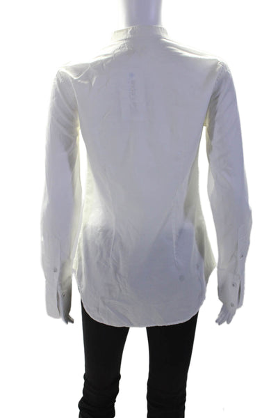 Nili Lotan Womens Round Neck Long Sleeve Button Up Blouse Top White Size S