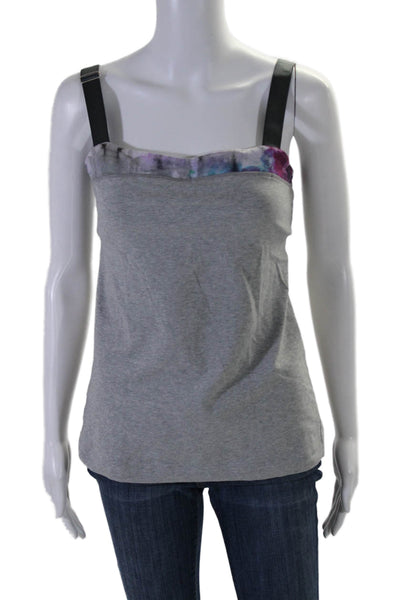 Lululemon Womens Printed Trim Sleeveless Tank Top Gray Cotton Blend Size 8