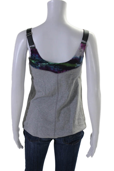 Lululemon Womens Printed Trim Sleeveless Tank Top Gray Cotton Blend Size 8