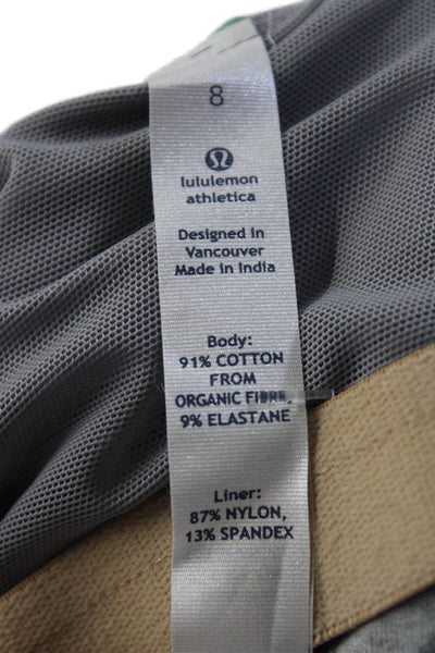 Lululemon Womens Printed Trim Sleeveless Tank Top Gray Cotton Blend Size 8