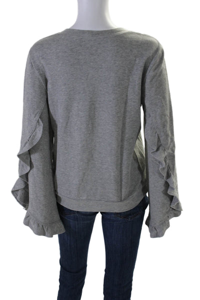 A.L.C. Womens Ruffled Sleeves Pullover Sweatshirt Gray Cotton Size Extra Small