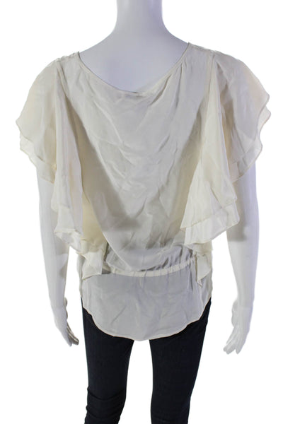 Calypso Saint Barth Womens Button Front Tiered Short Sleeve Silk Top White XS