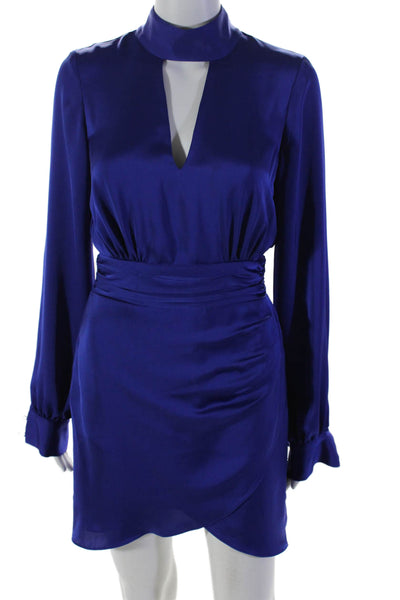 Apres Ramy Brook Womens Long Sleeve Scoop Neck Knee Length Dress Blue 0