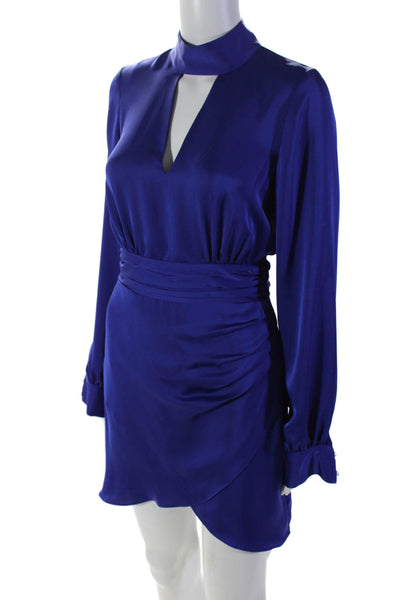 Apres Ramy Brook Womens Long Sleeve Scoop Neck Knee Length Dress Blue 0