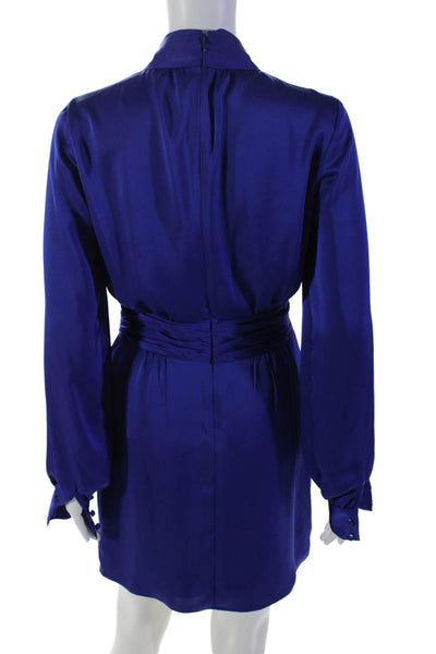 Apres Ramy Brook Womens Long Sleeve Scoop Neck Knee Length Dress Blue 0