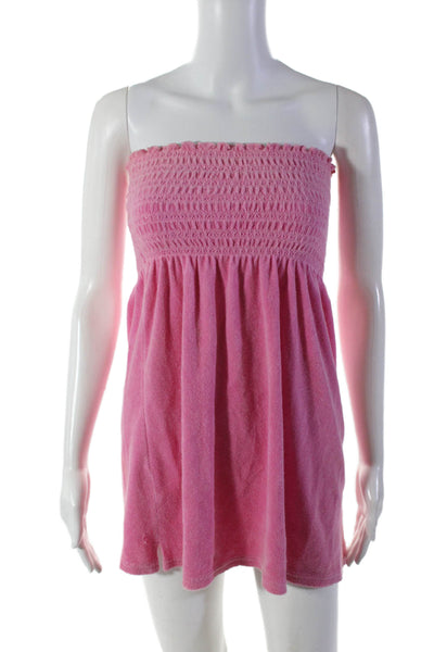 Juicy Couture Womens Textured Sleeveless Terry Tube Top Short Dress Pink Size S