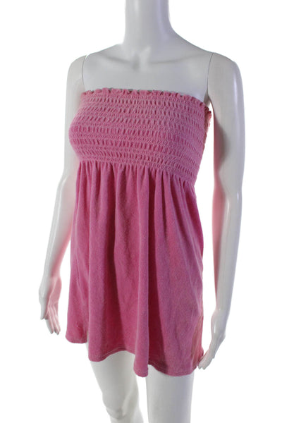 Juicy Couture Womens Textured Sleeveless Terry Tube Top Short Dress Pink Size S