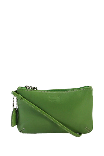 Coach Grained Leather Top Zip Small Pouch Wallet Wristlet Lime Green