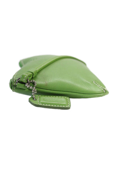 Coach Grained Leather Top Zip Small Pouch Wallet Wristlet Lime Green