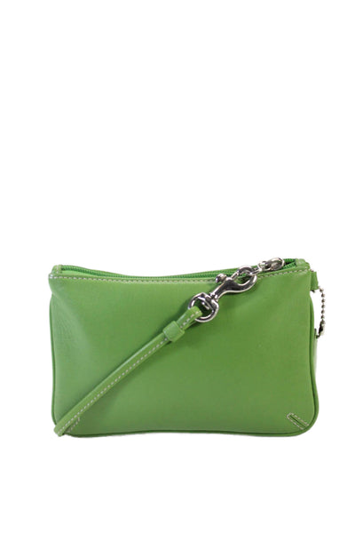 Coach Grained Leather Top Zip Small Pouch Wallet Wristlet Lime Green