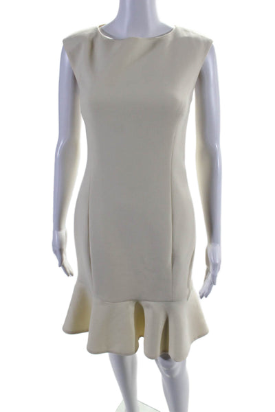 Ralph Lauren Black Label Womens Back Zip Scoop Neck Shift Dress White Size 4