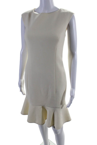 Ralph Lauren Black Label Womens Back Zip Scoop Neck Shift Dress White Size 4