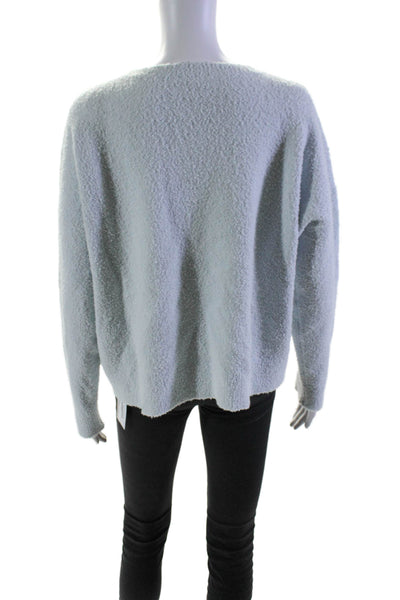 Eileen Fisher Womens Pullover Oversized Crew Neck Sweater Blue Cotton Size Large