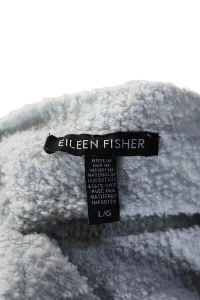 Eileen Fisher Womens Pullover Oversized Crew Neck Sweater Blue Cotton Size Large