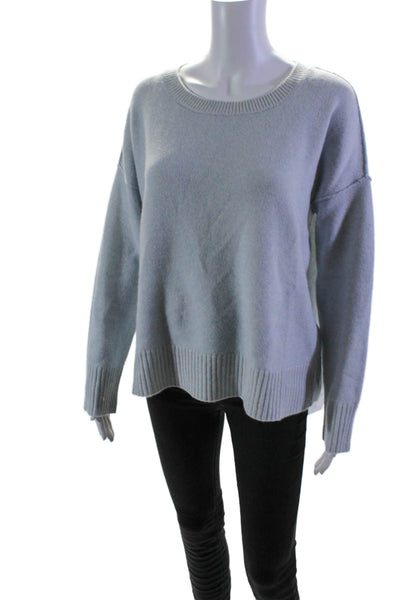 Eileen Fisher Womens Pullover Oversized Crew Neck Sweater Blue Cotton Size Large