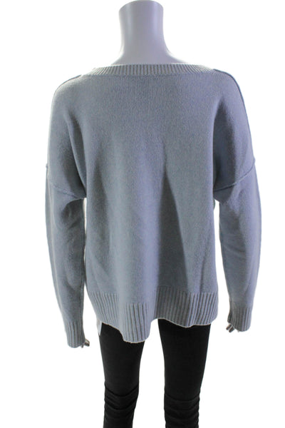 Eileen Fisher Womens Pullover Oversized Crew Neck Sweater Blue Cotton Size Large