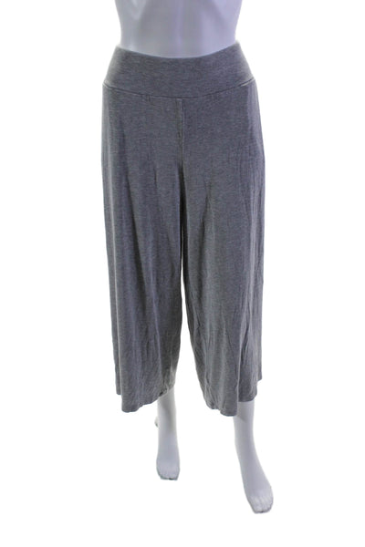 Cozy Earth Womens Elastic Waistband Wide Leg Cropped Pants Gray Size Large