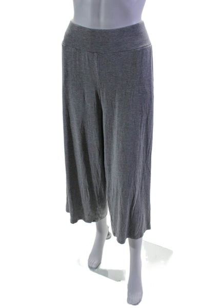 Cozy Earth Womens Elastic Waistband Wide Leg Cropped Pants Gray Size Large