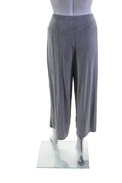 Cozy Earth Womens Elastic Waistband Wide Leg Cropped Pants Gray Size Large