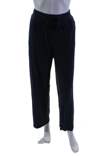 Cozy Earth Womens High Rise Drawstring Wide Leg Pants Navy Blue Size Large