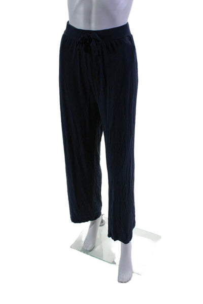 Cozy Earth Womens High Rise Drawstring Wide Leg Pants Navy Blue Size Large