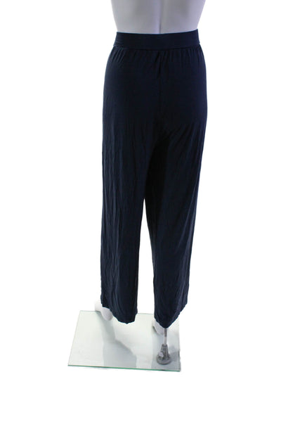 Cozy Earth Womens High Rise Drawstring Wide Leg Pants Navy Blue Size Large