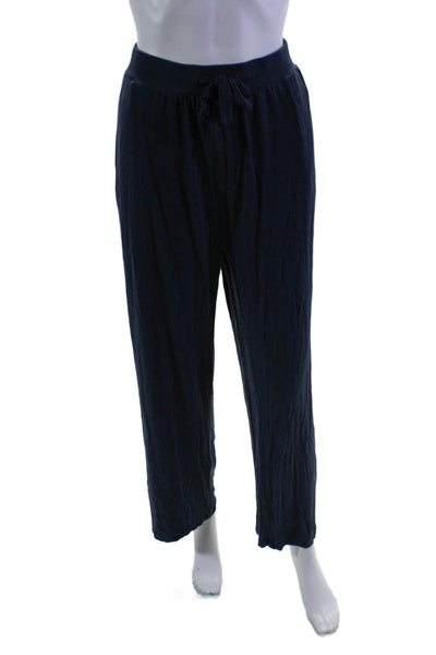 Cozy Earth Womens High Rise Drawstring Wide Leg Pants Navy Blue Size Large