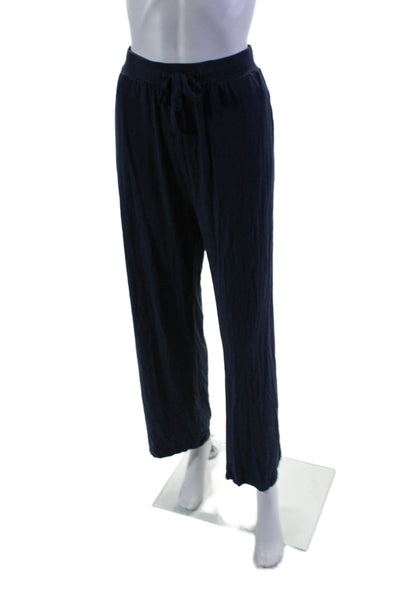 Cozy Earth Womens High Rise Drawstring Wide Leg Pants Navy Blue Size Large