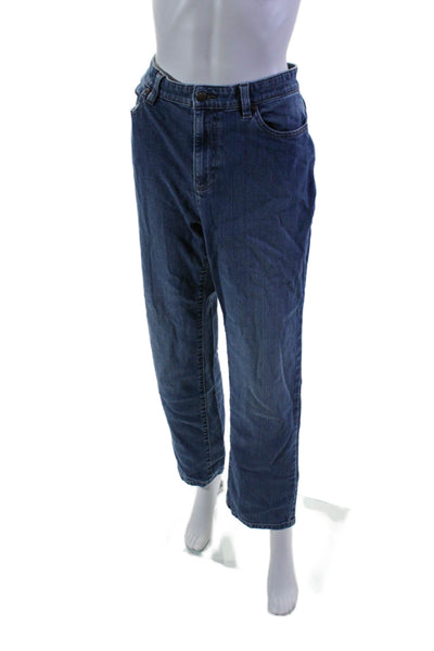 Eileen Fisher Womens Zipper Fly Mid Rise Straight Leg Jeans Blue Denim Size 14