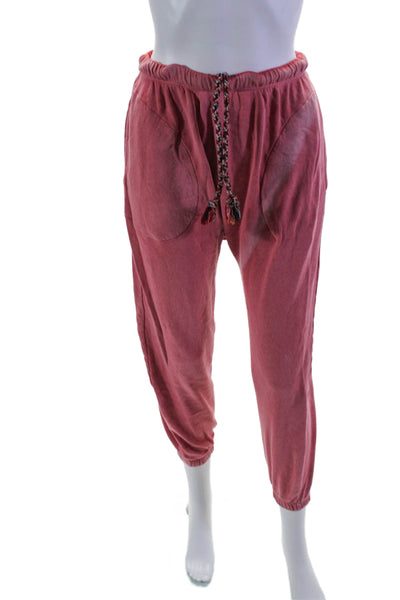 The Great Womens Faded Red Cotton Drawstring Cuff Ankle Jogger Pants Size 0