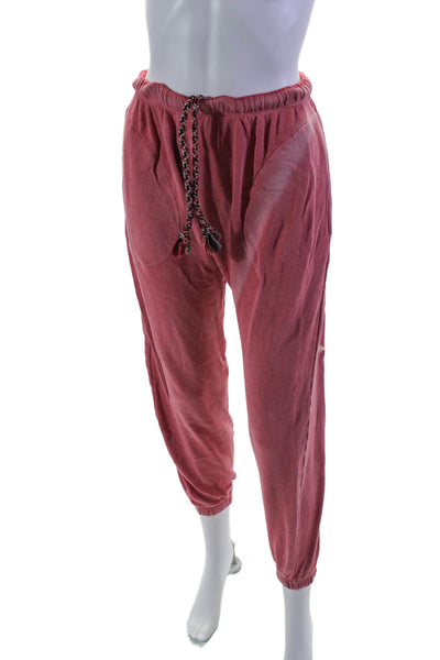 The Great Womens Faded Red Cotton Drawstring Cuff Ankle Jogger Pants Size 0