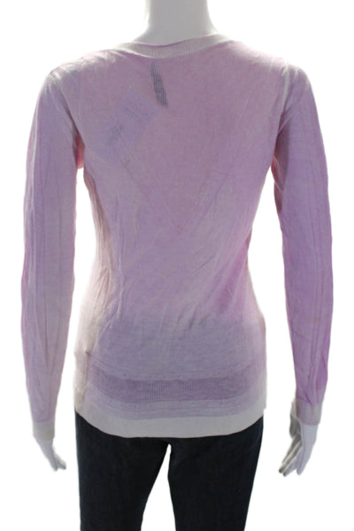 Kokun Womens Faded Pink Bamboo Knit V-neck Long Sleeve Top Size XS