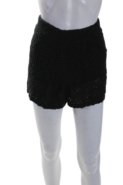 Something Navy Womens Cotton Open Knit High Rise Lined Black Shorts Size XXS