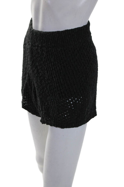 Something Navy Womens Cotton Open Knit High Rise Lined Black Shorts Size XXS