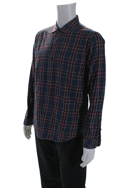 Rails Mens Cotton Long Sleeve Plaid Button Down Shirt Blue Red Size M