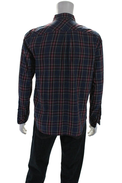 Rails Mens Cotton Long Sleeve Plaid Button Down Shirt Blue Red Size M