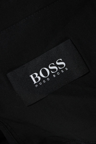 Boss Hugo Boss Mens Wool Flat Front Straight Leg Dress Pants Black Size 32R