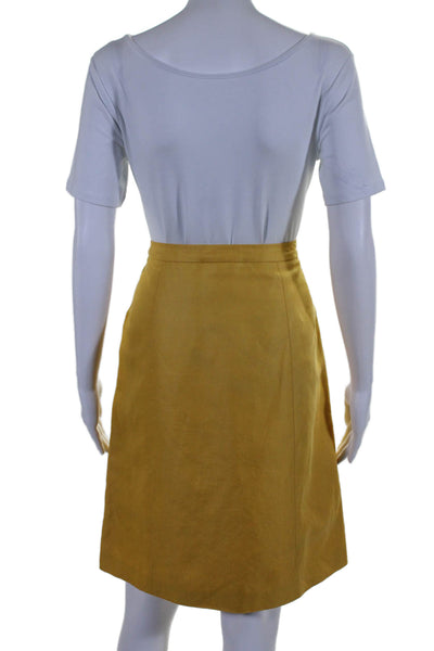 Carolina Herrera Womens Hook & Loop Wrapped A-Line Midi Skirt Yellow Size 8