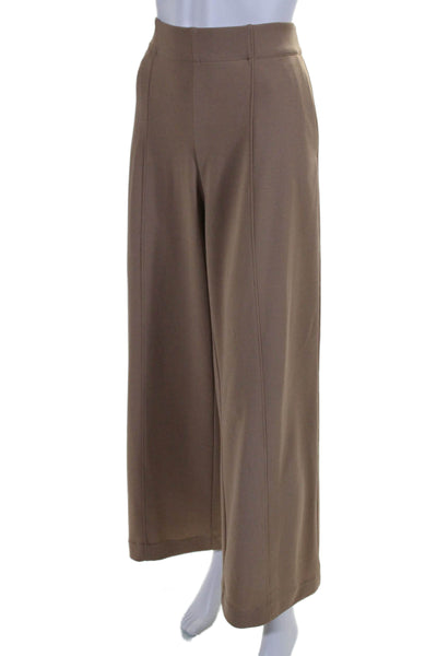 Halston Womens Elastic Waist Straight Leg Slip-On Casual Pants Tan Size M